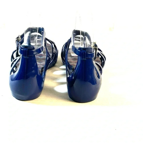 Mel Melissa x Forever 21 Dreamed Size 6 Jelly Sandals Buckle Crisscross Blue - Picture 4 of 10